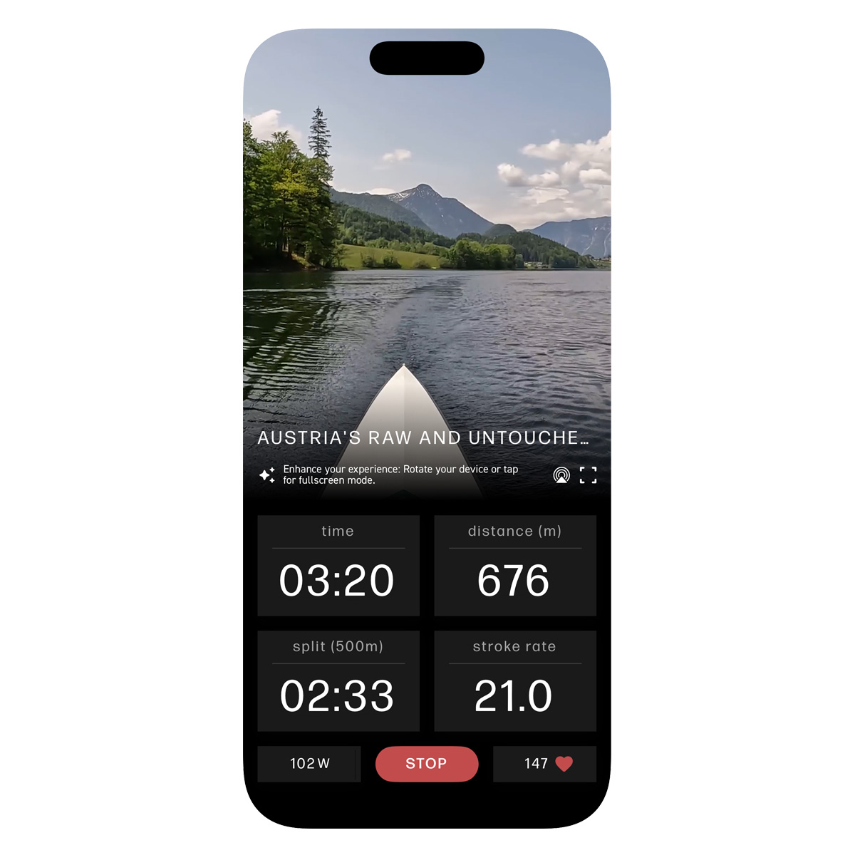 Scenic virtual rowing videos
